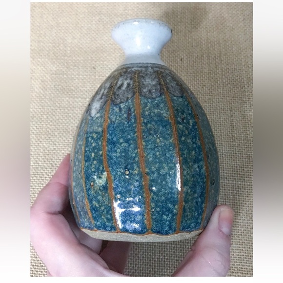 Stony Blue Gray Speckled Bud Vase 5 1/4 Inch Art Pottery Coastal Earthy Boho - Picture 1 of 5